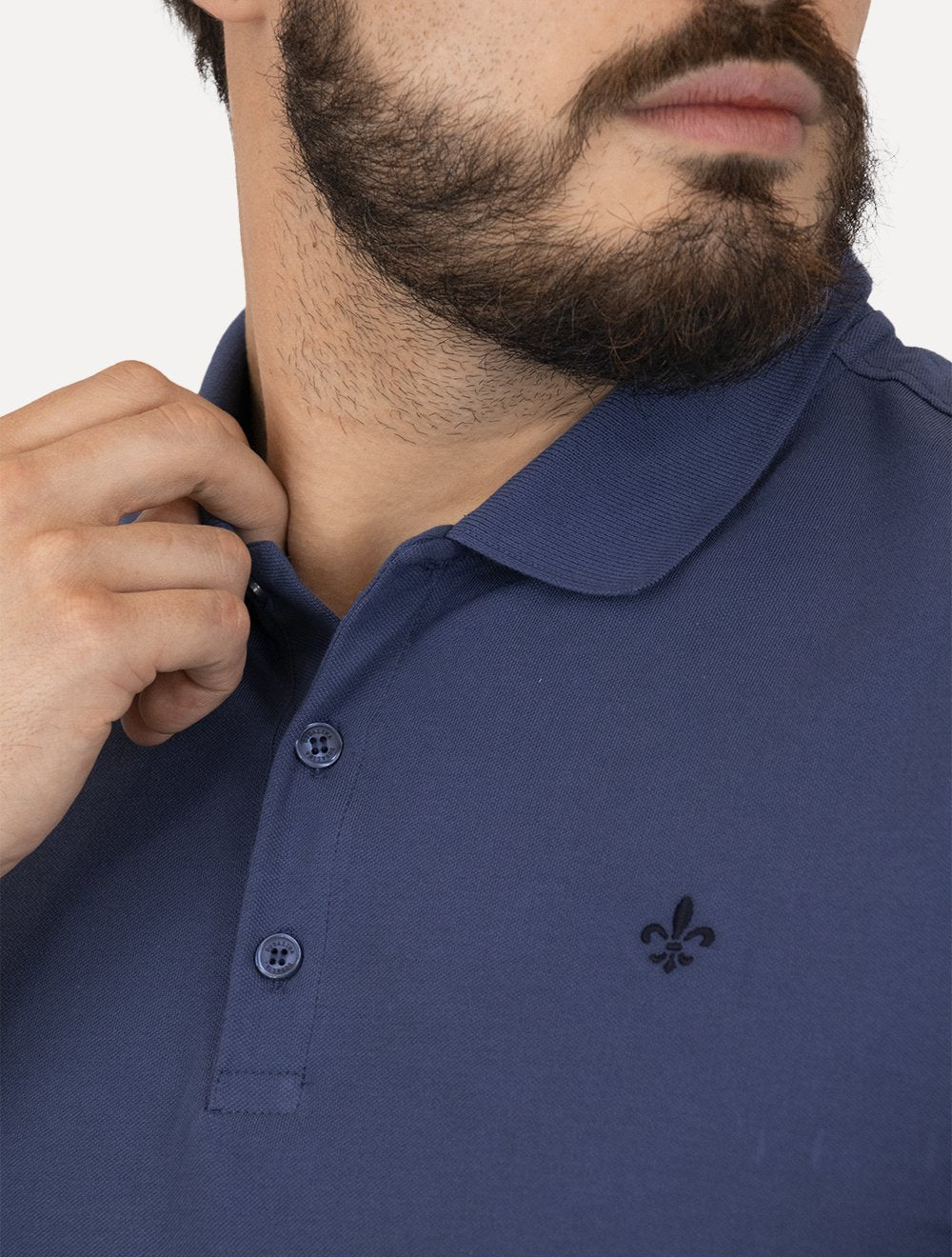 Polo Dudalina Piquet Essentials Cotton Basica Modal Azul Escuro