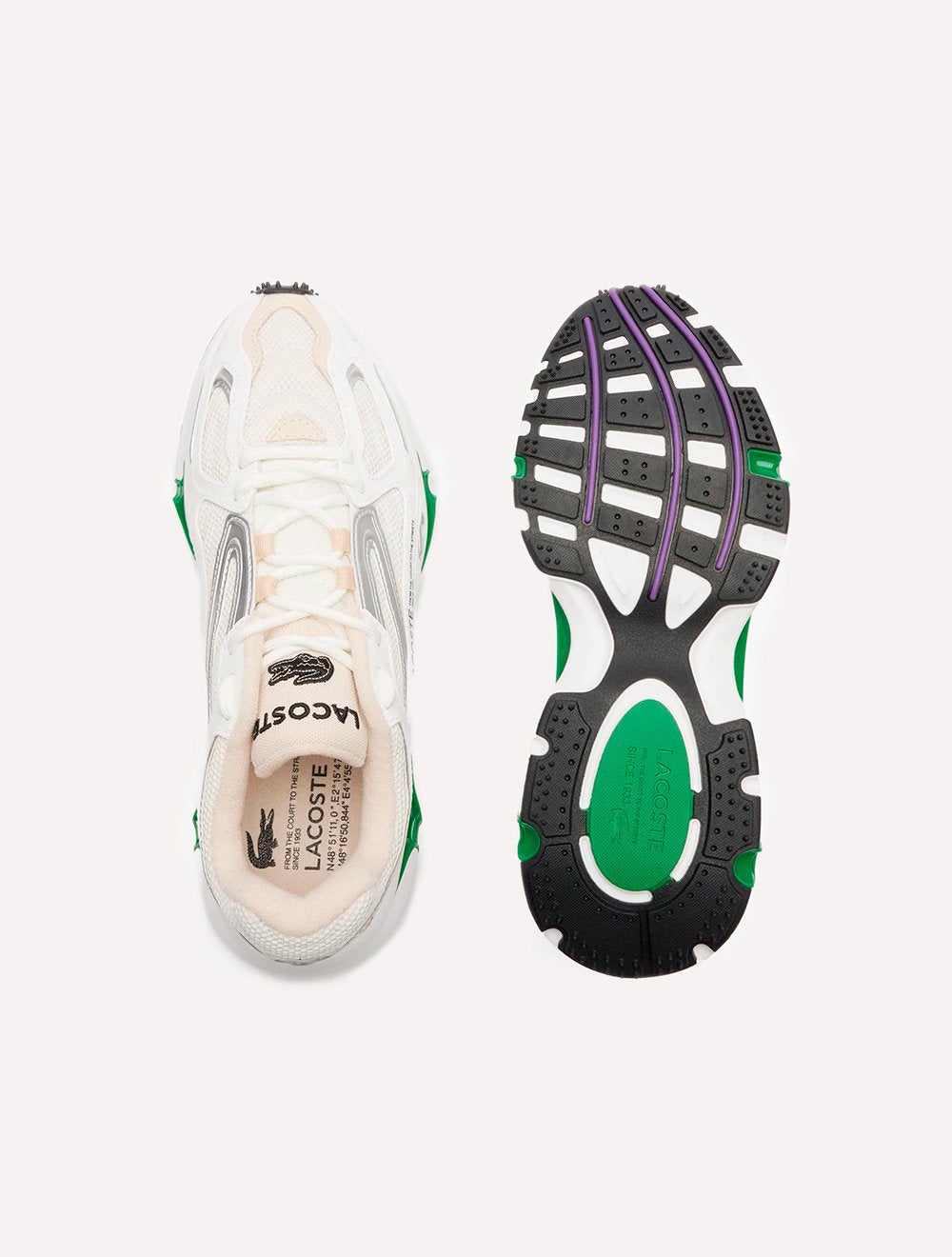 Tênis Lacoste Masculino L003 Textile 2K24 Wht/Grn Branco