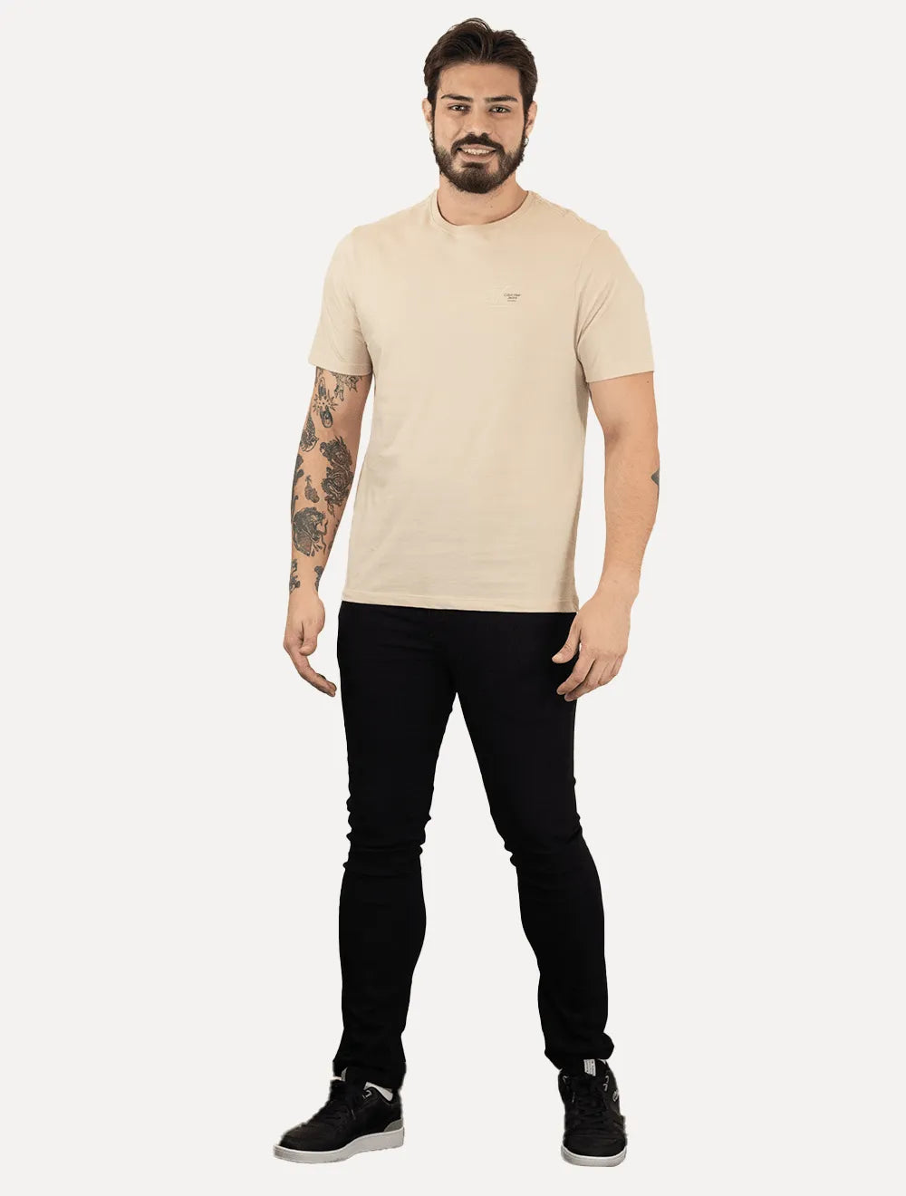 Camiseta Calvin Klein Jeans Naturals Outline CK Logo Cáqui Claro