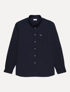 Camisa Lacoste Masculina Regular Fit Oxford Classic Azul Marinho