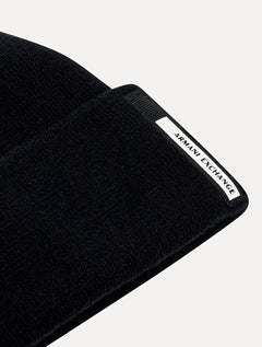 Gorro Armani Exchange Tricô Silk Tag Logo Preto