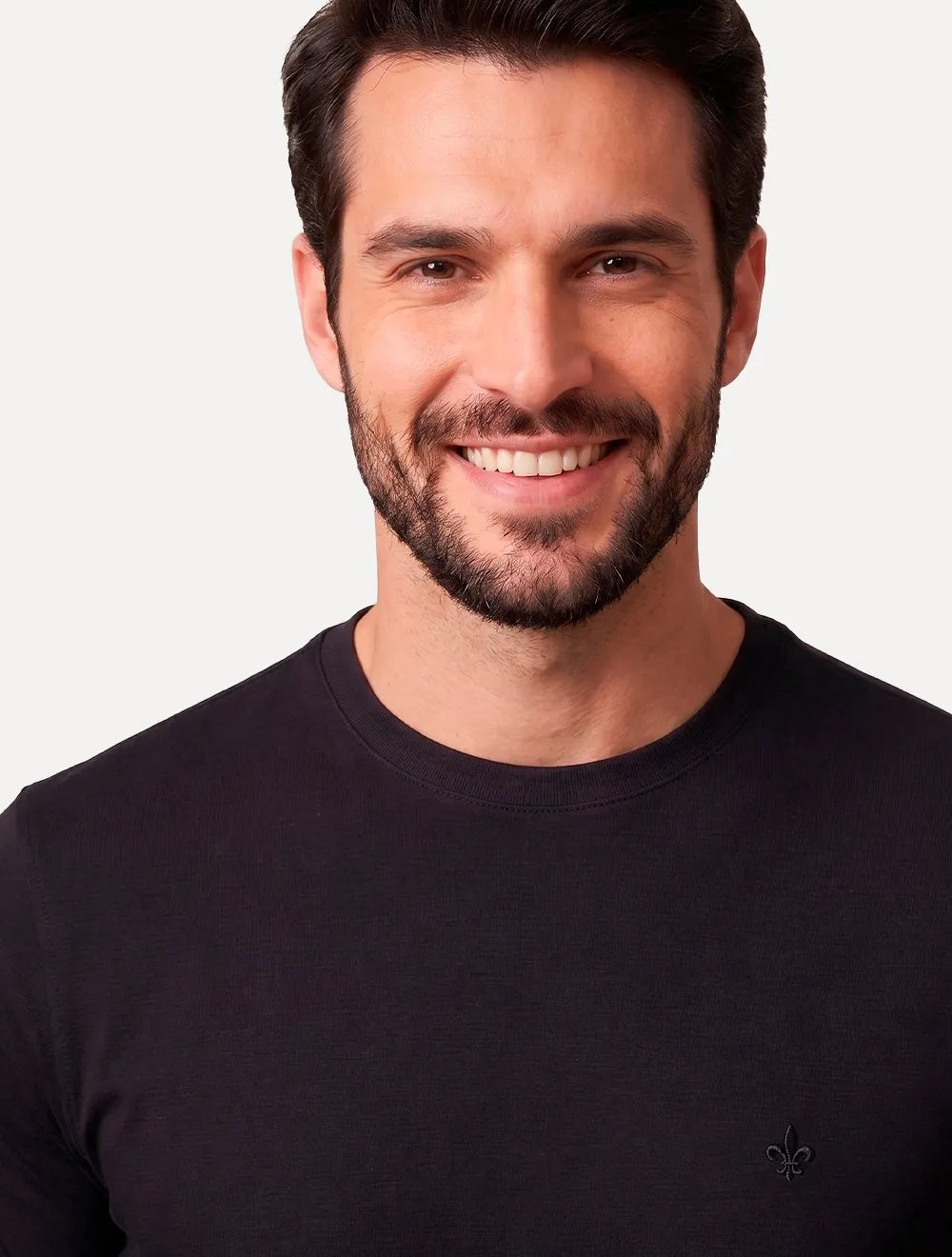 Camiseta Dudalina Regular Fit Listras Relevo Preta
