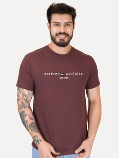Camiseta Tommy Hilfiger Masculina Core Logo Tee Bordô