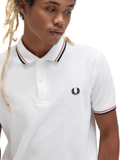 Polo Fred Perry Masculina Piquet Regular Brown Black Twin Tipped Off-White