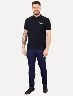 Polo Tommy Hilfiger Masculina Regular Piquet Graphic Icon Embroidery Azul Marinho