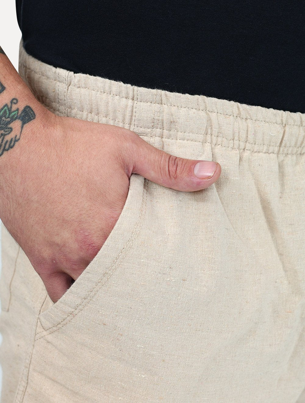 Short King & Joe Masculina Tradicional Casual Linho Areia