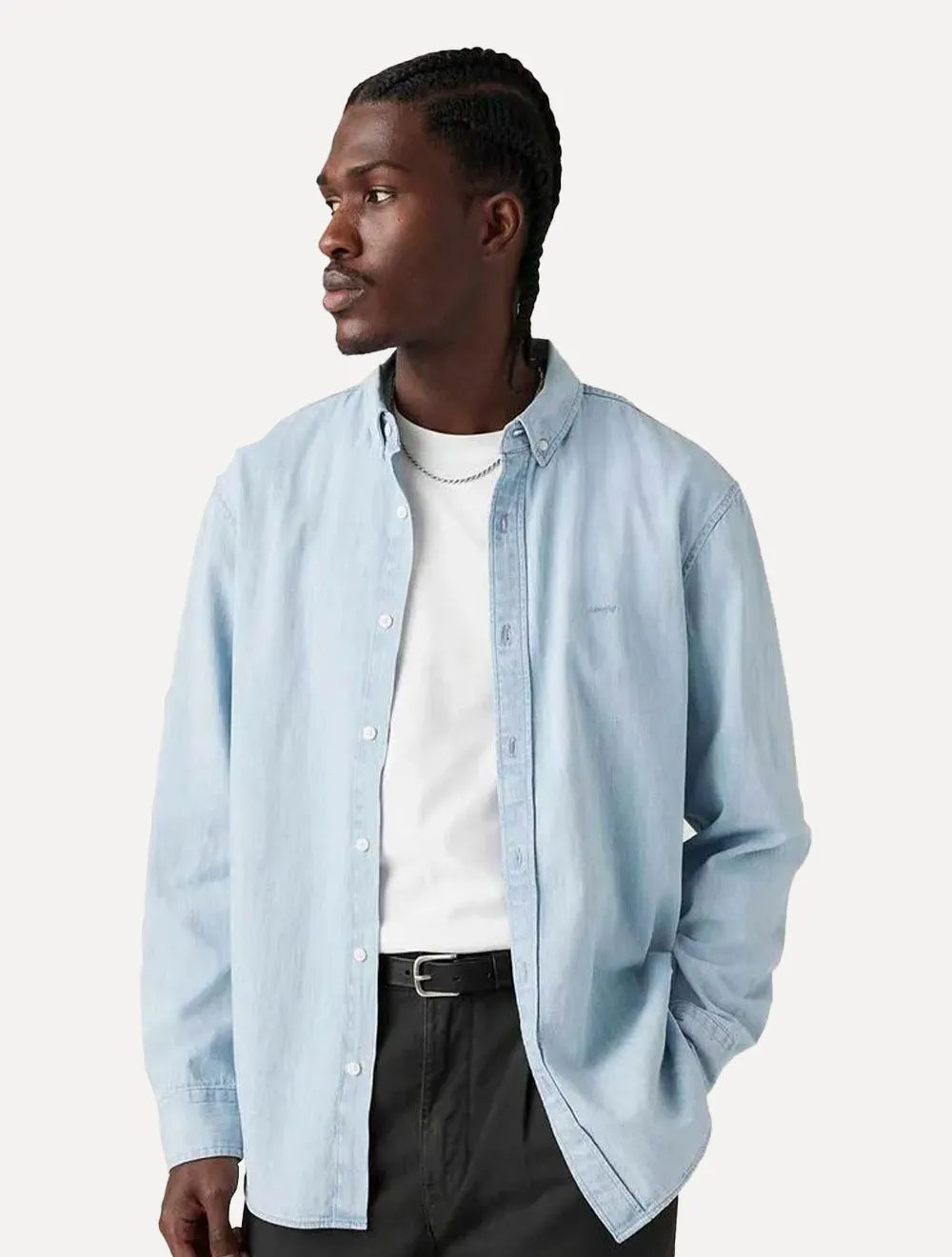 Camisa Levis Masculina Relaxed Oxford Authentic Button Down Azul Claro