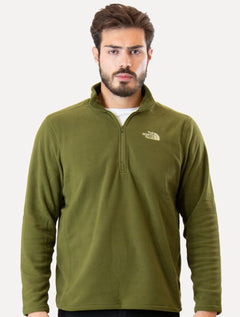 Blusa The North Face Masculina Fleece TKA 100 Glacier 1/4 Zip Verde Oliva
