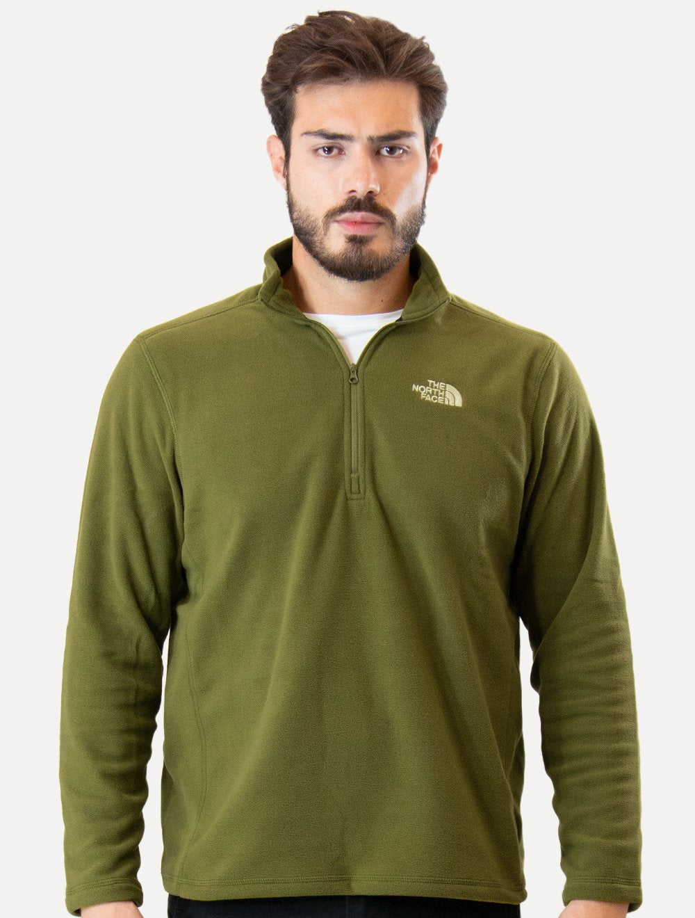 Blusa The North Face Masculina Fleece TKA 100 Glacier 1/4 Zip Verde Oliva