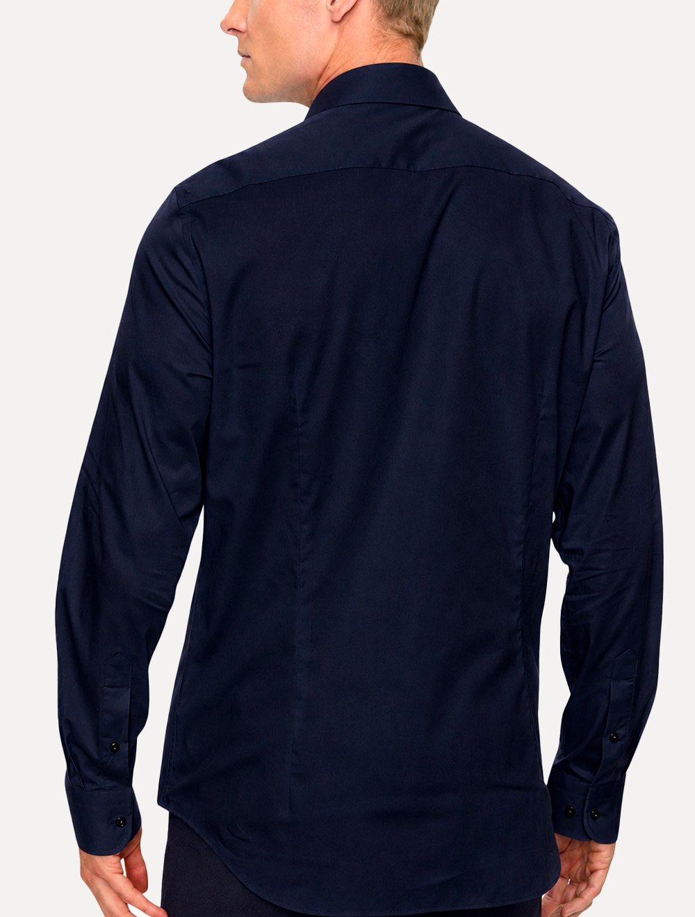 Camisa Tommy Hilfiger Masculina Slim Solid Contrast Azul Marinho