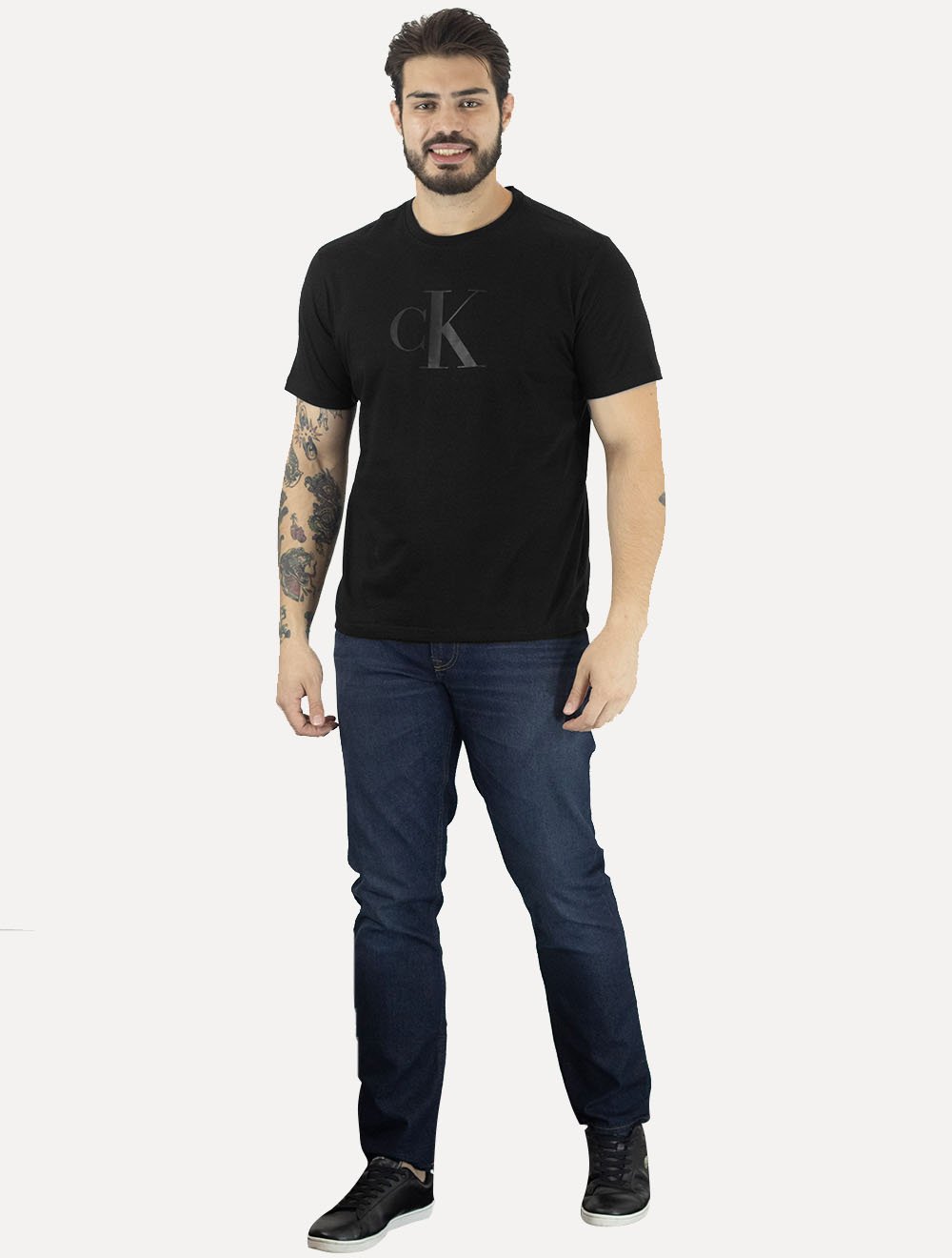 Camiseta Calvin Klein Jeans Masculina Nape Logo CK Gel Preta