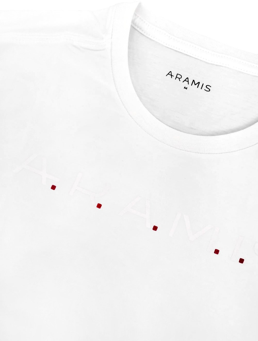 Camiseta Aramis Masculina Lettering Dots Branca