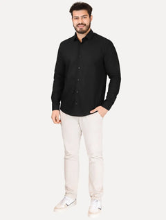 Camisa John John Masculina Regular Dark Embroidery Logo Preta
