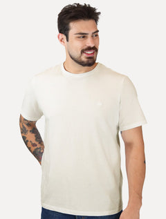 Camiseta Dudalina Masculina Textura Mono Logo Cáqui Claro