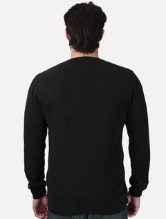 Suéter Dixen Masculino Tricot Tinturado Gola V Preto