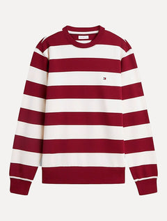 Moletom Tommy Hilfiger Masculino Crewneck Essential Terry Cáqui Claro/Bordô