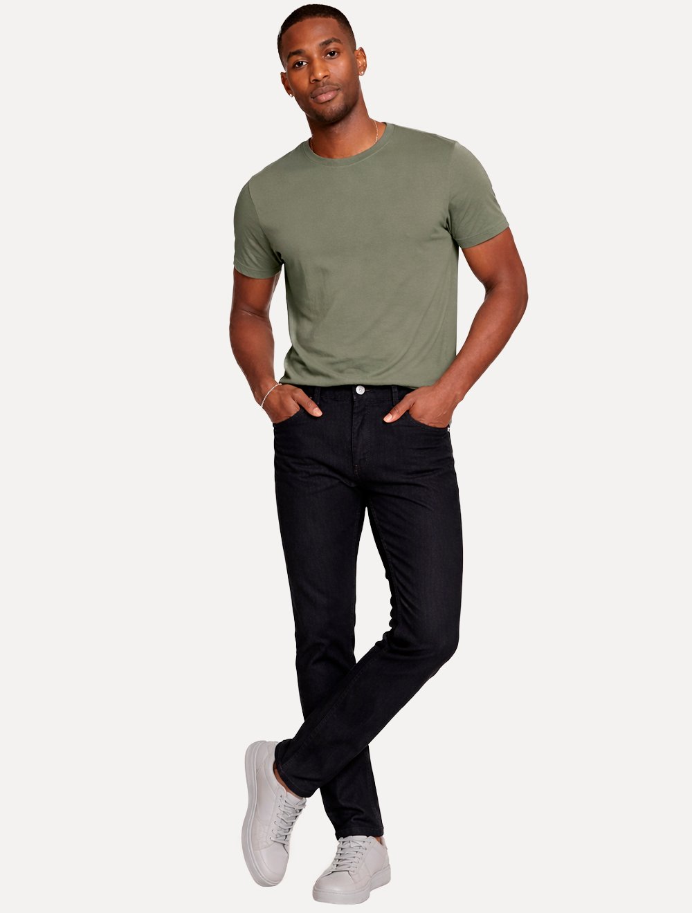 Calça Dudalina Masculina Sarja Slim Fit Preto Mescla