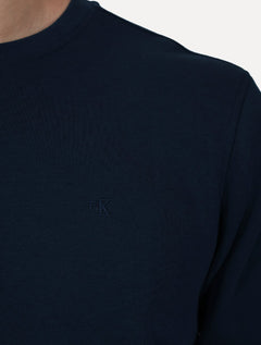 Moletom Calvin Klein Jeans Crewneck CK Logo Embroidered Azul Marinho