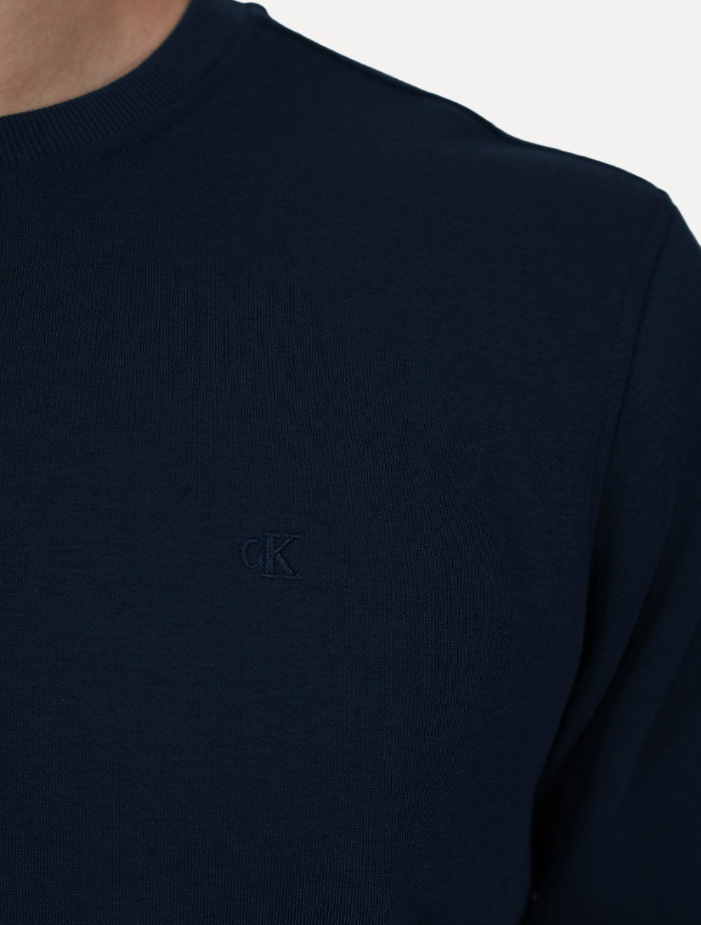 Moletom Calvin Klein Jeans Crewneck CK Logo Embroidered Azul Marinho