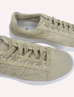 Tênis Nautica Masculino Texitil Recorte Logo Fanton Caqui Claro