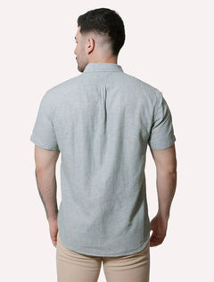 Camisa Ralph Lauren Masculina Manga Curta Linho Orange Icon Verde Mescla