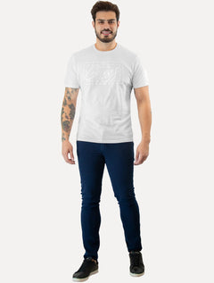Camiseta Guess Masculina Los Angeles Cursive Relevo Branca