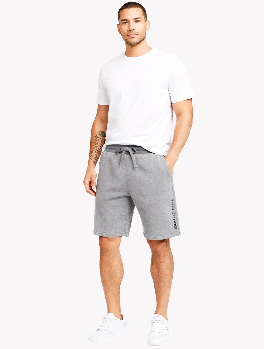 Bermuda John John Masculina Moletom New Basic Print Cinza Claro