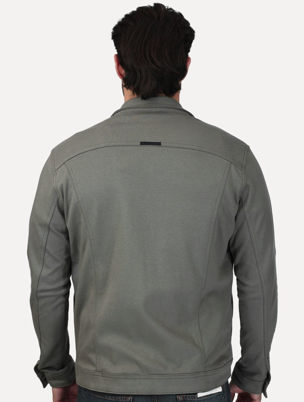 Jaqueta K&J Black Masculina Malha Ponto Roma Trucker Cinza