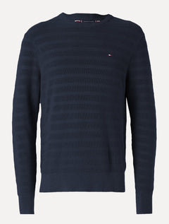 Suéter Tommy Jeans Masculino C-Neck Stripe Structured Azul Marinho