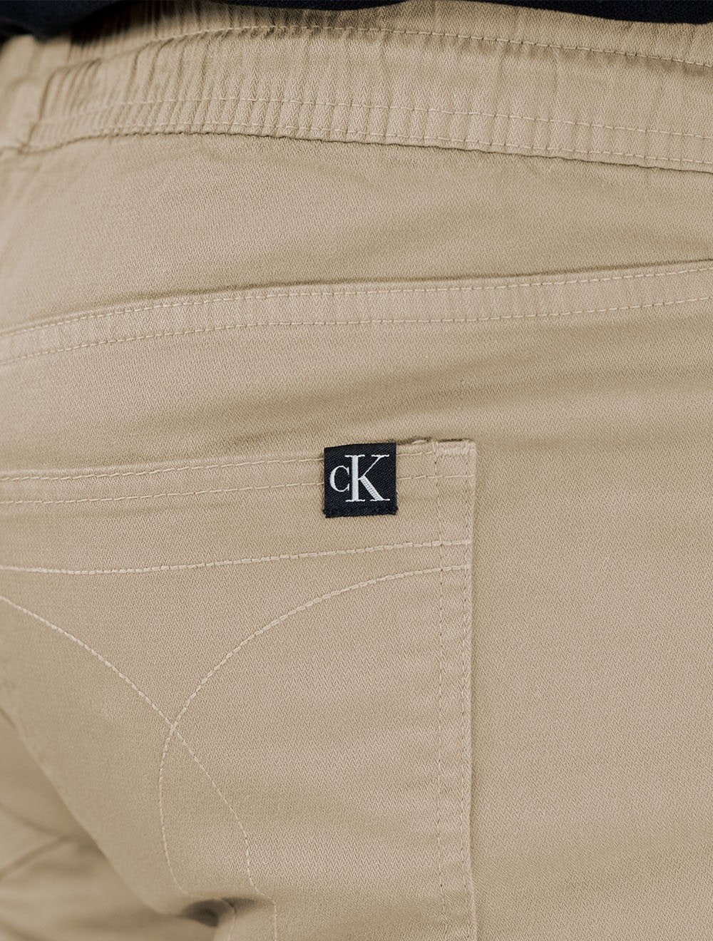 Calça Calvin Klein Jeans Masculina Slim Color Sarja Stretch Cáqui Claro