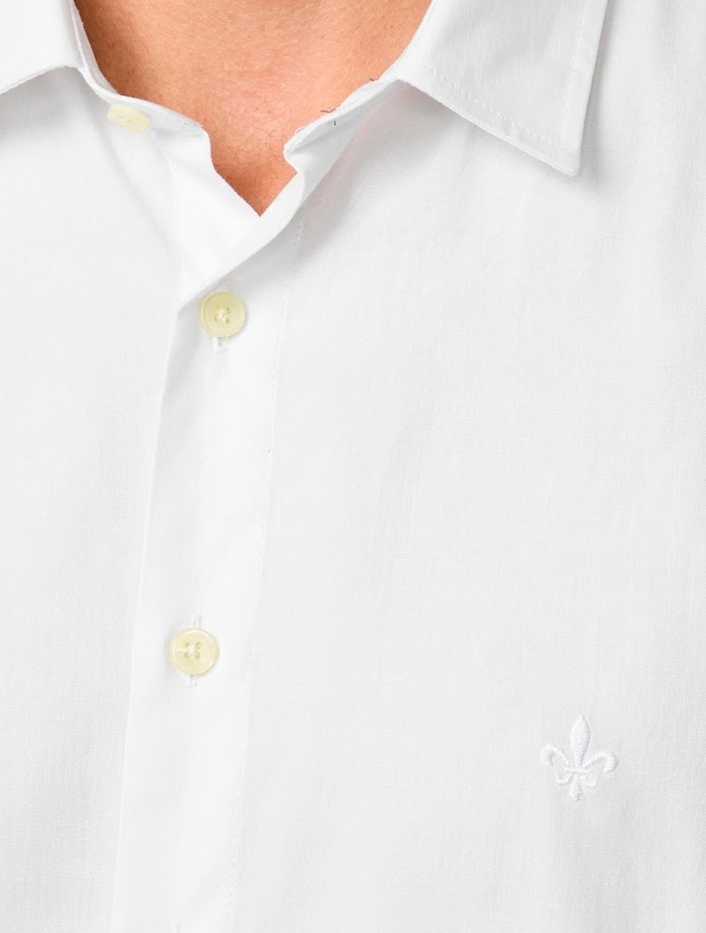 Camisa Dudalina Masculina Manga Curta Comfort Superfine Cotton Mono Logo Lisa Branca