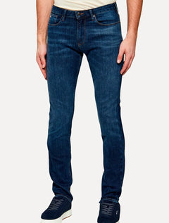 Calça Jeans Empório Armani Masculina J06 Slim Fit  Cintura Regular Azul Médio