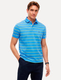 Camisa Polo Tommy Hilfiger Masculina Regular Piquet 1985 Striped Azul/Verde