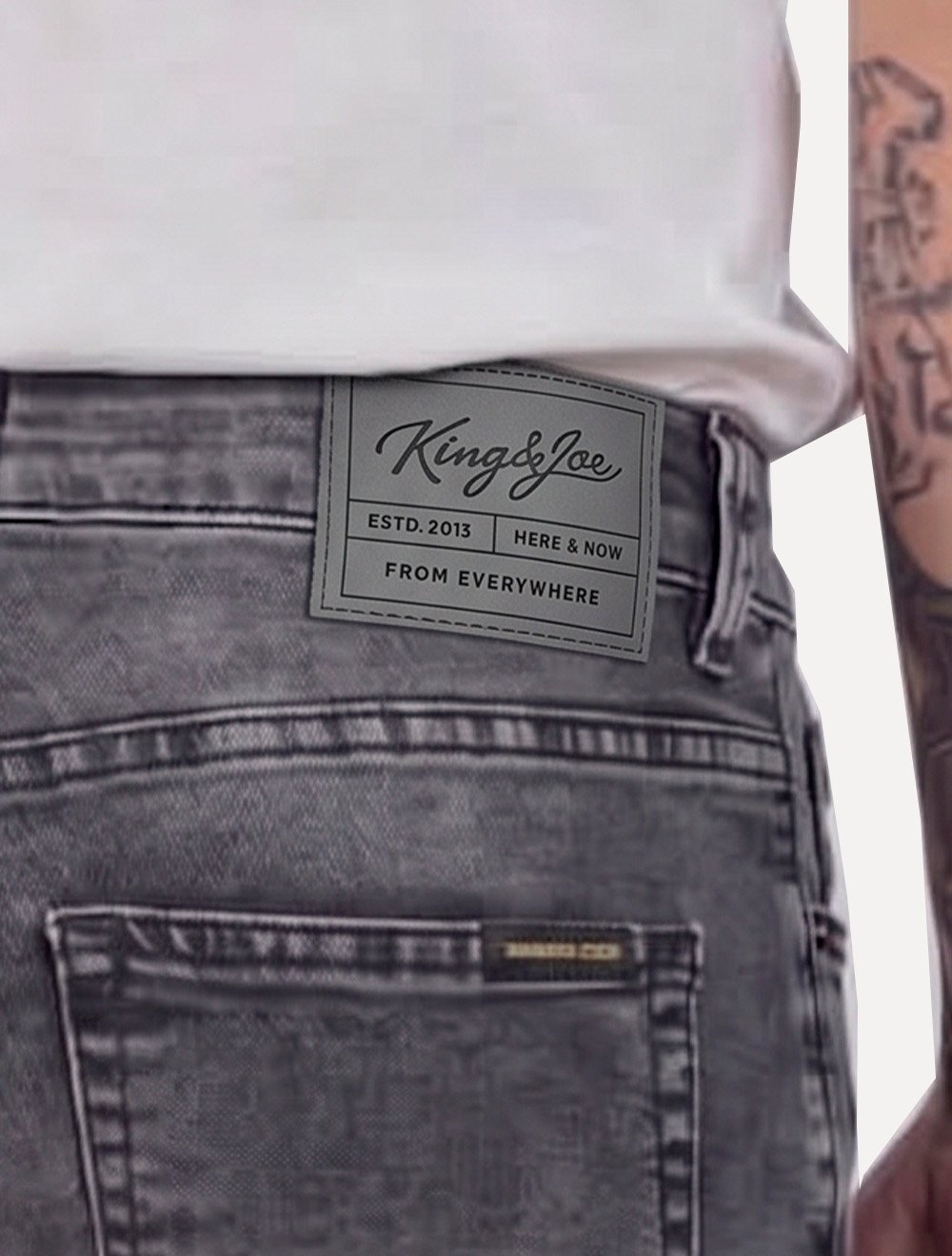 Calça King & Joe Jeans Masculina Slim Flex Black Cinza