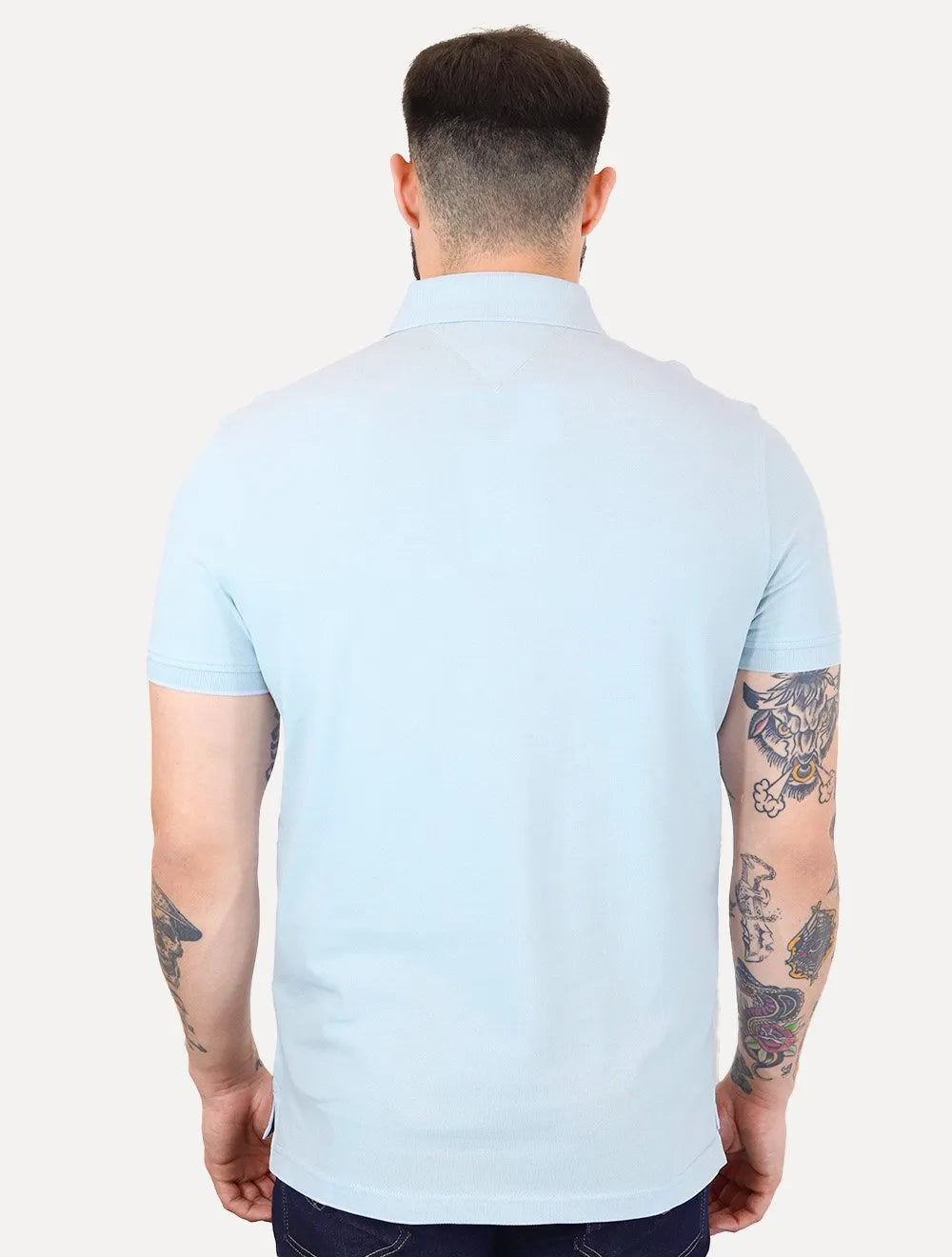 Polo Tommy Hilfiger Masculina Regular Piquet 1985 Azul Céu