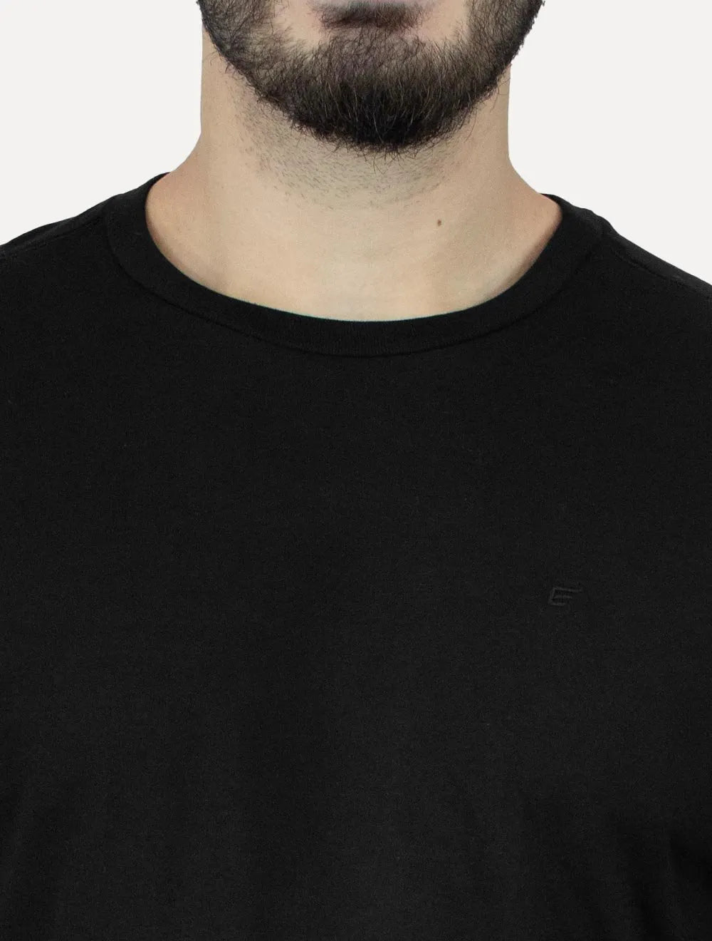 Camiseta Ellus Masculina Manga Longa Cotton Fine Classic Logo Preta