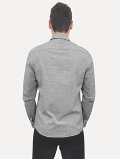 Camisa Calvin Klein Jeans Masculina Slim Tela Algodão Cinza Mescla