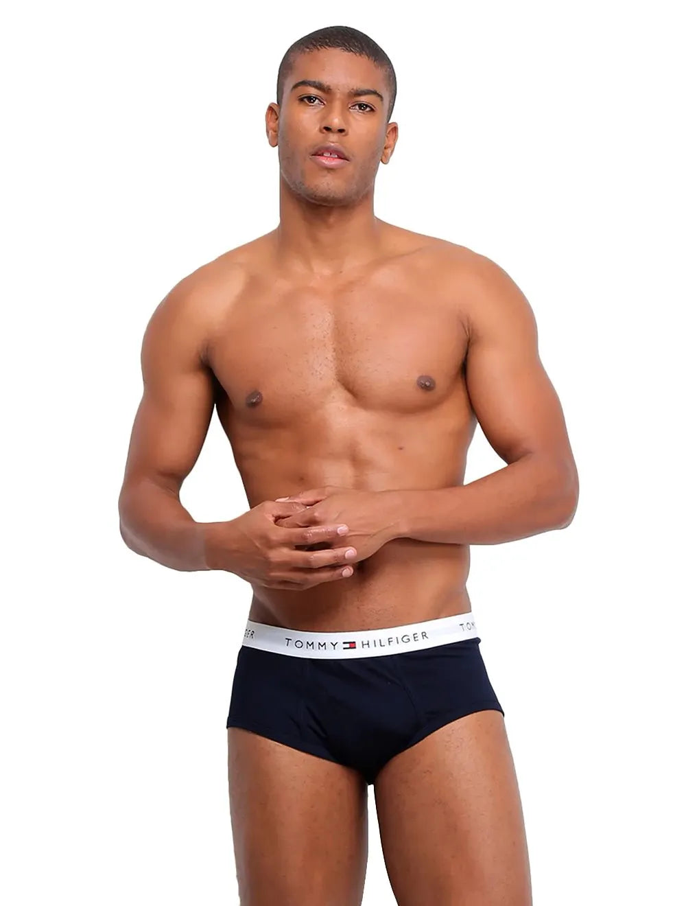 Cueca Tommy Hilfiger Cotton Stretch Brief Vermelha/ Marinho/ Branca Pack 3UN