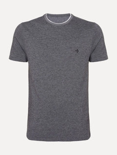 Camiseta Dudalina Masculina Regular Binada Friso Cinza Médio
