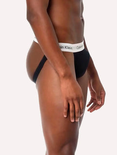 Cueca Calvin Klein Jockstrap Microfibra Logo Branca Classic Preta