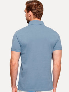 Polo Tommy Hilfiger Masculina Slim Piquet 1985 Azul Eclesiástico