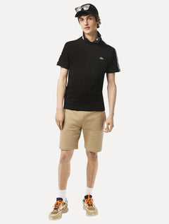 Camiseta Lacoste Masculina Regular Fit Listrada Logo Preta