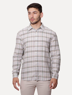 Camisa Ellus Masculina Garden Plaid Classic Anatômica Xadrez Off-White