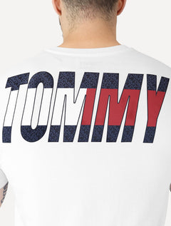 Camiseta Tommy Jeans Masculina Regular Italic Colors Logo Branca