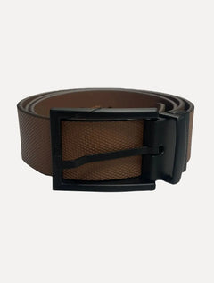 Cinto Reserva Masculino Couro Dupla Face Texture Rajado Marrom