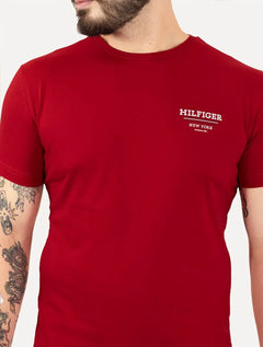 Camiseta Tommy Hilfiger Masculina Regular Global Stripe Vermelha