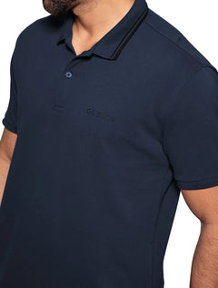 Polo Guess Masculina Piquet Silk Frisos Azul Escuro