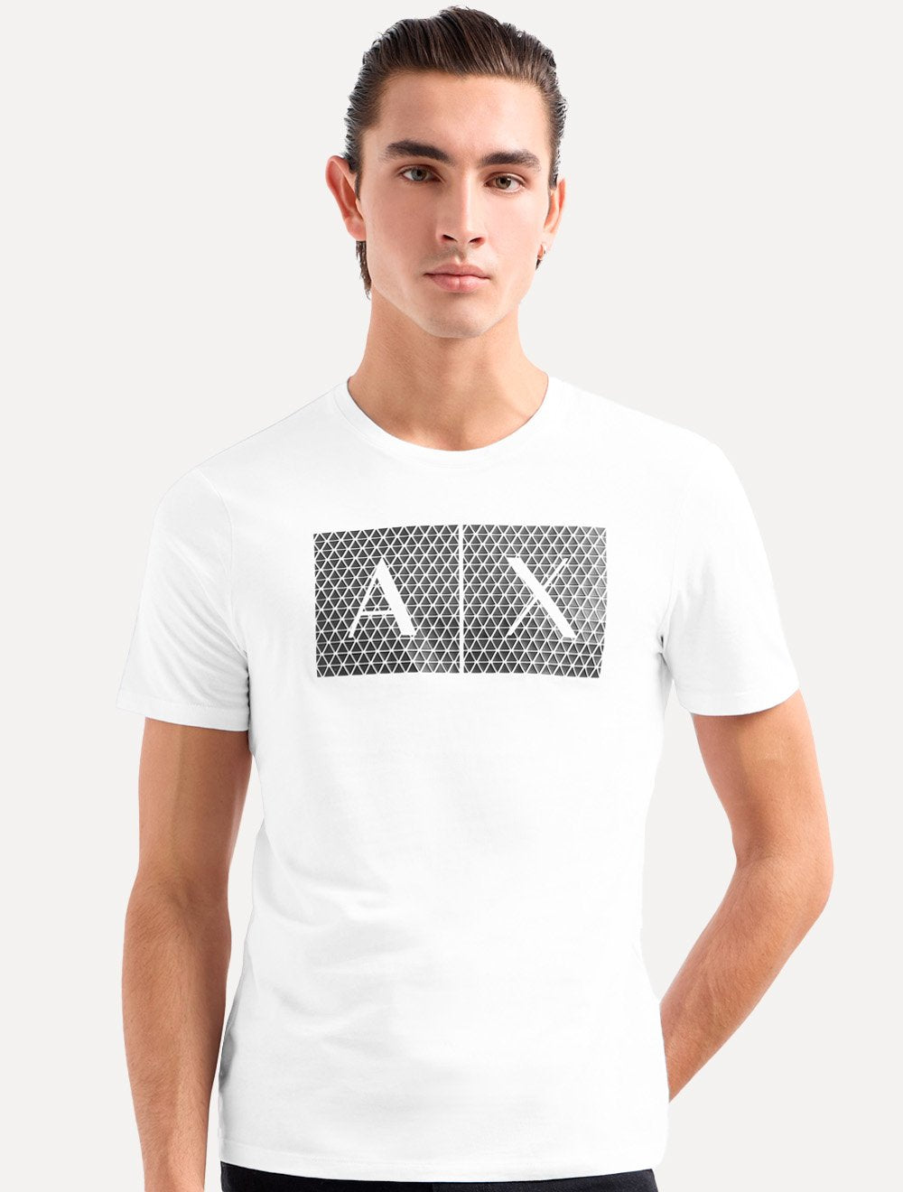 Camiseta Armani Exchange Masculina Slim Fit com Logo Gráfico Branca 