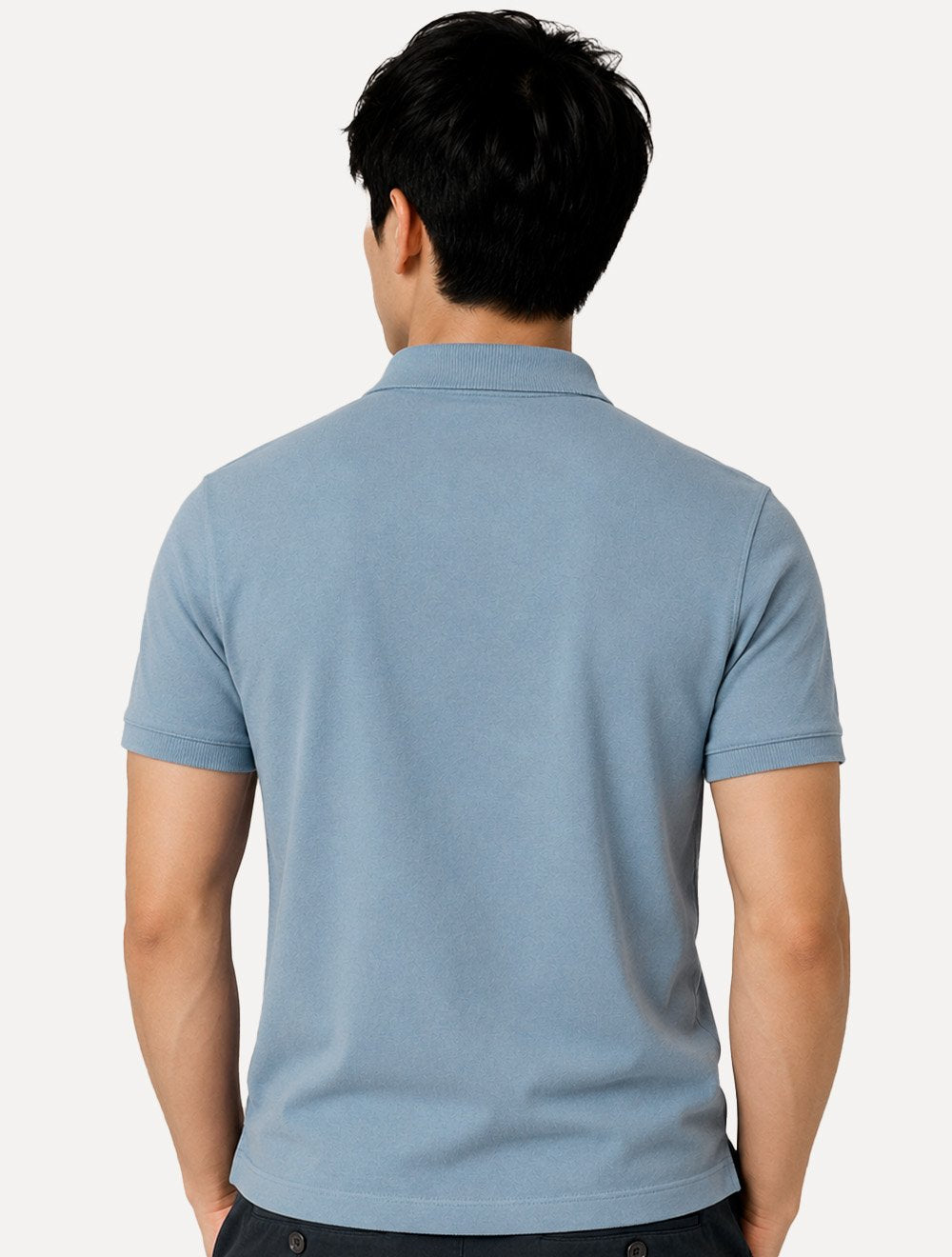 Polo John John Masculina Silm Fit New Simple Light Button Azul Médio
