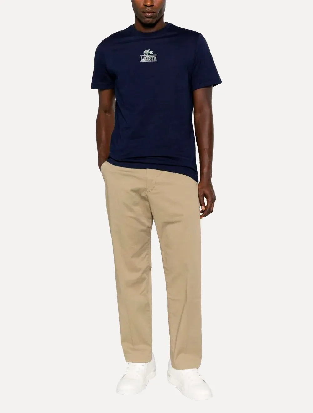 Camiseta Lacoste Masculina Regular Cotton Jersey Vintage Branded Azul Marinho